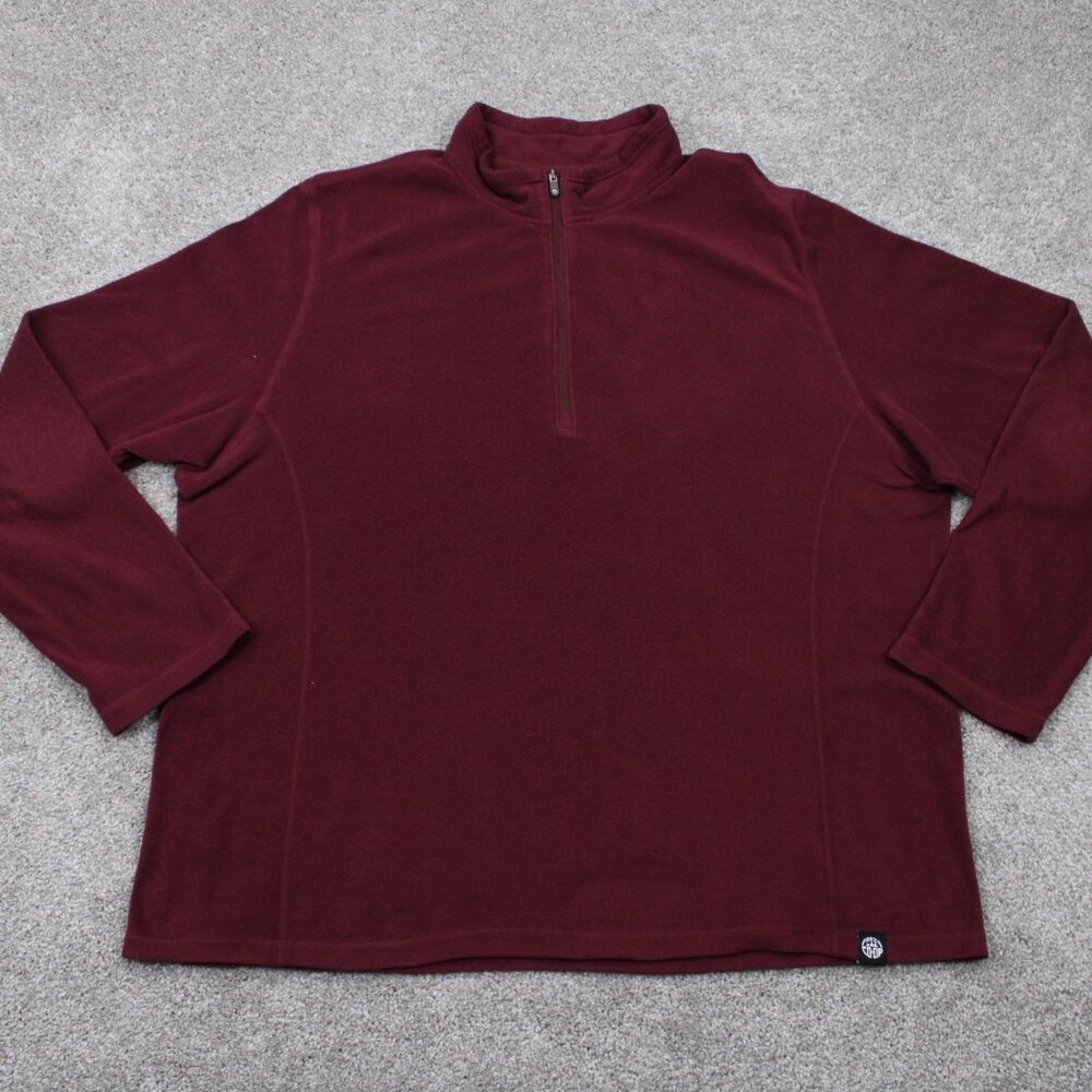 REI Co-Op Sweatshirt Mens 2XL XXL Red‎ 1/4 Zip L/S Pullover Sweater Shacket
